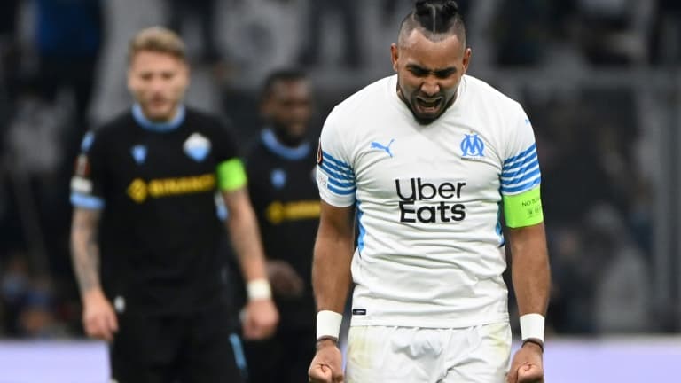Le dépit du capitaine marseillais Dimitri Payet contre la Lazio Rome en Ligue Europa, le 4 novembre 2021 au Stade Vélodrome