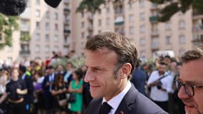 Emmanuel Macron dans la cité Benza à Marseille le 28 juin 2023 