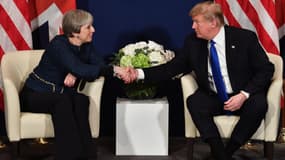 Theresa May et Donald Trump à Davos, le 25 janvier 2018.