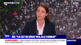 Appel de la CGT à voter pour le Nouveau Front populaire: "La CGT ne débat pas avec l'extrême droite, elle la combat", affirme Sophie Binet (CGT)