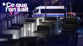 Une camionnette de police au Mémorial de l'Holocauste à Berlin (Allemagne), le 21 février 2025.
