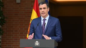 Le Premier ministre espagnol Pedro Sanchez lors d'une allocution à Madrid le 29 mai 2023