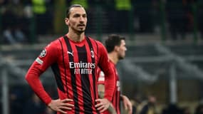 L'attaquant suédois de l'AC Milan, Zlatan Ibrahimovic, lors du match à  domicile contre Liverpool, comptant pour la 6e journée du groupe B de la Ligue des Champions, le 7 décembre 2021