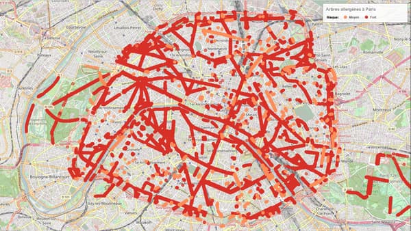 Carte des arbres allergènes à Paris Carte des arbres allergènes à Paris