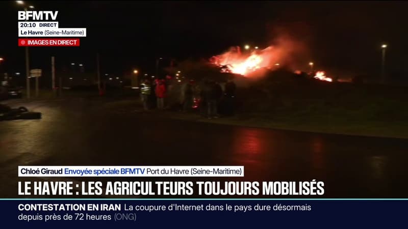 Le Havre: les agriculteurs sont toujours mobilisés sur place