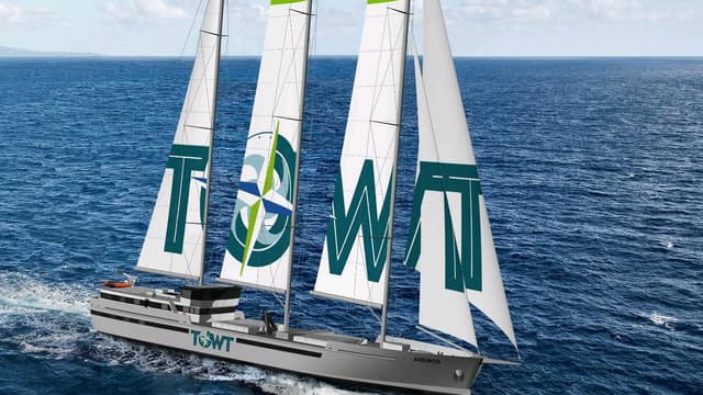 Le projet de voilier-cargo de Towt mesure 67 mètres de long e til est conçu pour charger 1000 tonnes de fret. 