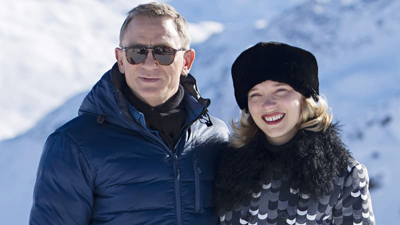 Daniel Craig, "James Bond", et Léa Seydoux "Madelein Swann", sur le tournage, en Autriche, de "007 Spectre".