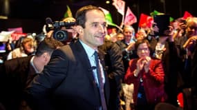 Benoît Hamon à son arrivée à un meeting le 23 février 2017 à Arras