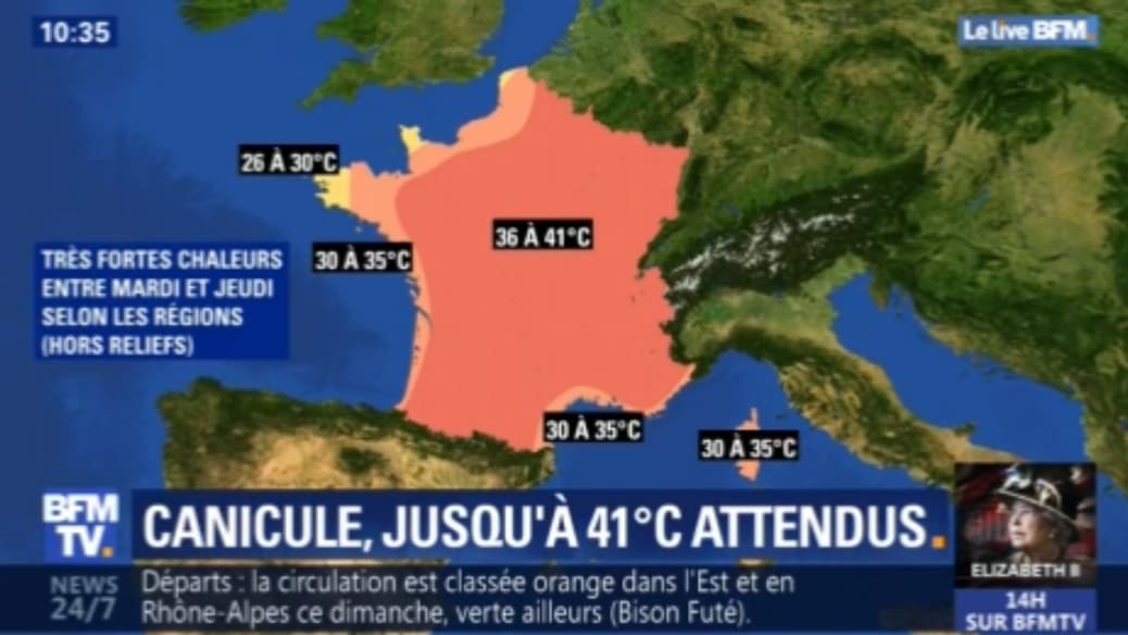 Le pic de chaleur est attendu entre mardi et jeudi. Le pic de chaleur est attendu entre mardi et jeudi.