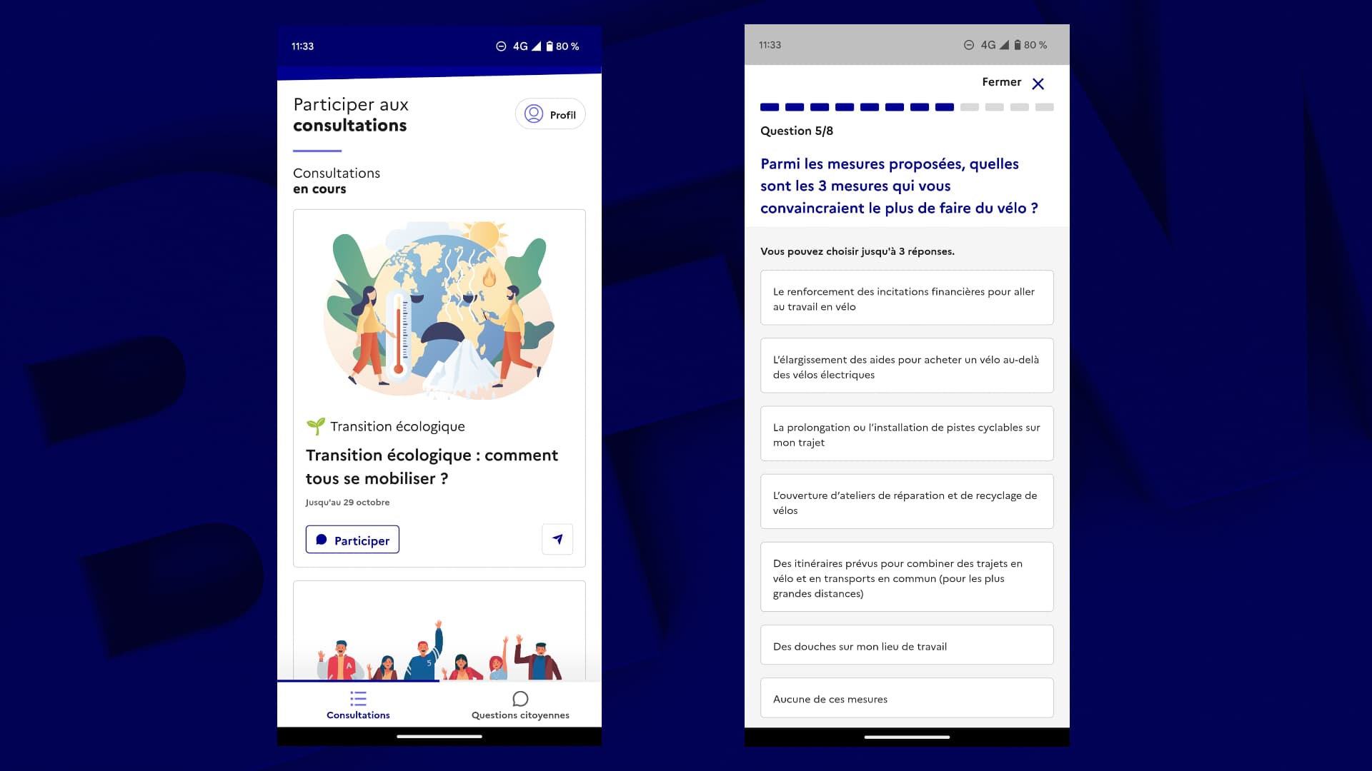 Captures d'écran de l'application Agora
