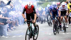 Kévin Vauquelin à l'attaque lors de la 2e étape du Tour de France, le 6 juillet 2025