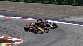 Lando Norris et Max Verstappen lors du GP d'Autriche, le 30 juin 2024.