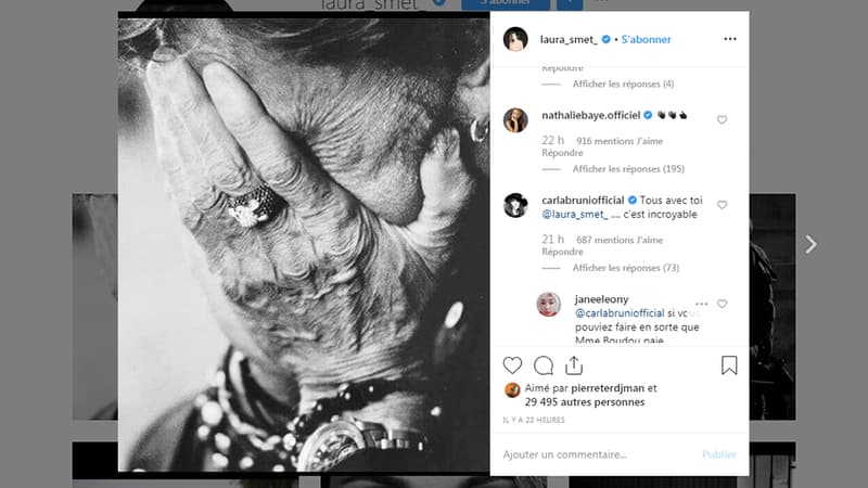 Le message de Carla Bruni à Laura Smet sur son compte Instagram.