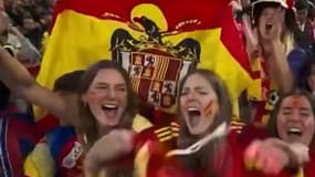 Un drapeau franquiste a été brandi dans l'une des tribunes de l'Allianz Arena lors de la finale de Ligue des nations entre l'Espagne et le Portugal, le 8 juin 2025 à Munich
