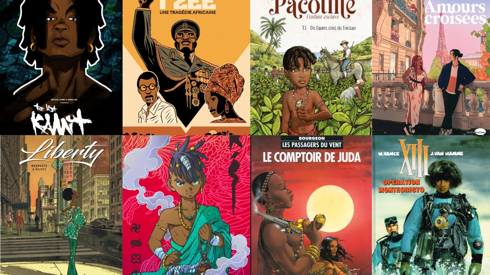 Des couvertures de BD et de mangas mettant en scène des personnages noirs