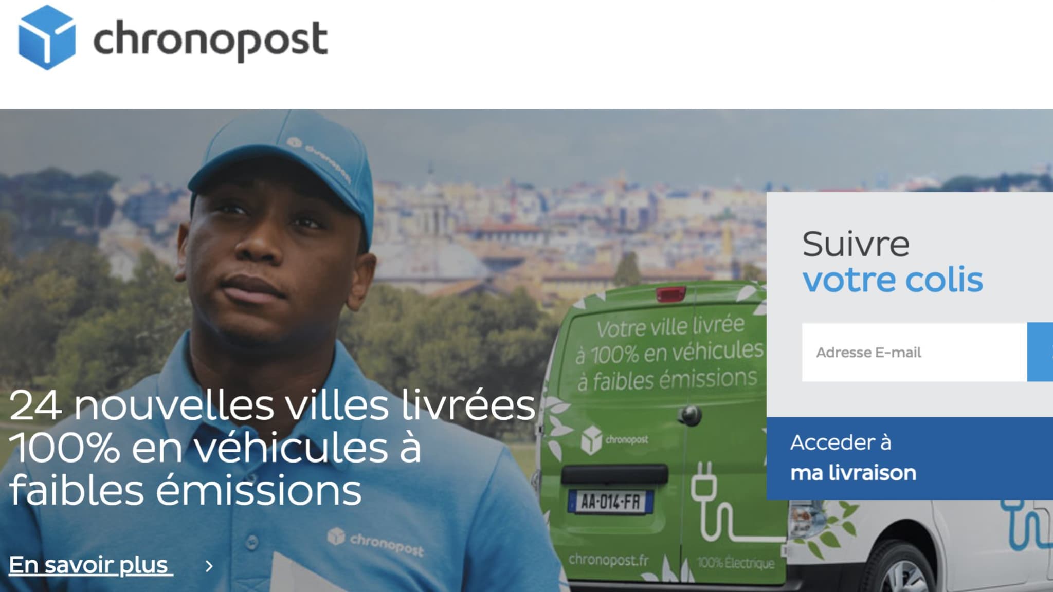 Capture d'écran du faux site Chronopost