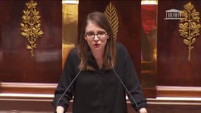 La présidente du groupe Renaissance à l'Assemblée nationale, Aurore Bergé, le lundi 20 mars à l'Assemblée nationale.