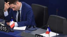 Florian Philippot le 14 mars 2017 au Parlement européen, à Strasbourg.