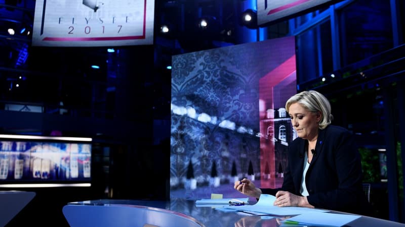 Marine Le Pen sur le plateau de TF1.