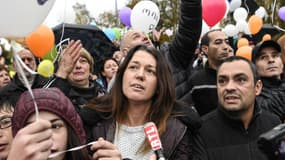 Jennifer et Joachim de Araujo, lors d'une manifestation en hommage à Maëlys. 