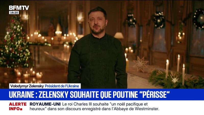 "Qu'il meure" demande Volodymyr Zelensky dans les voeux envers Poutine pour Noël