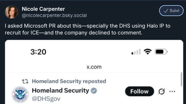 Le post de la journaliste Nicole Carpenter sur Bluesky.