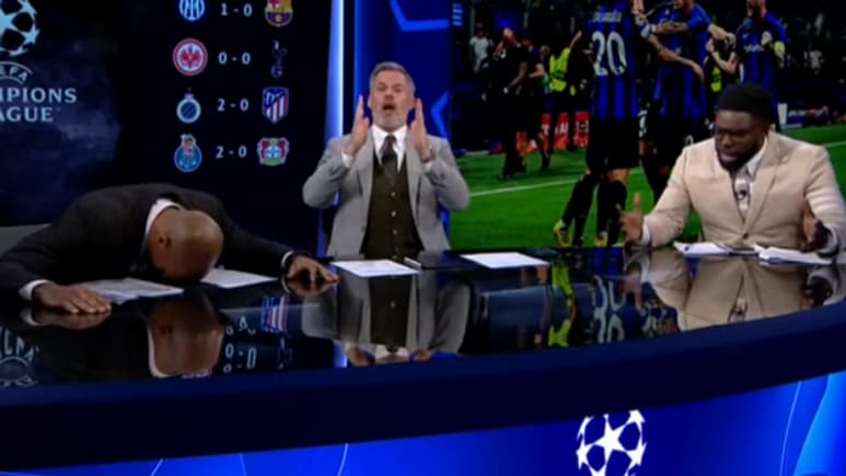 Thierry Henry, Jamie Carragher et Micah Richards sur le plateay de CBS, le 4 octobre 2022
