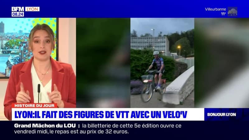 L'histoire du jour: un Lyonnais fait des figures de VTT avec un Velo'V (1/1)
