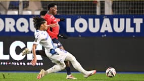 Clément Akpa et Jonathan David lors d'Auxerre-Lille, 10 janvier 2025