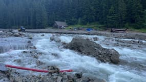 La commune de Saint-Martin-Vésubie touchée par des crues depuis le lundi 24 juin en raison des précipitations. 