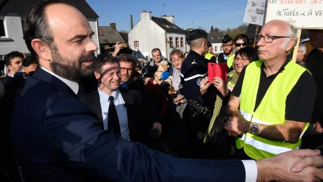 Edouard Philippe, à Saint-Hernin (29), ce vendredi 15 février.