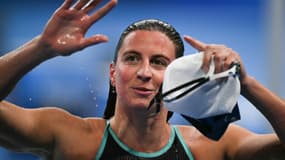 La nageuse française Charlotte Bonnet après les demi-finales du 200m 4 nages aux Jeux olympiques de Paris, 2 août 2024