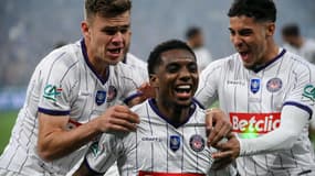 Logan Costa après son doublé avec Toulouse en finale de Coupe de France, 29 avril 2023
