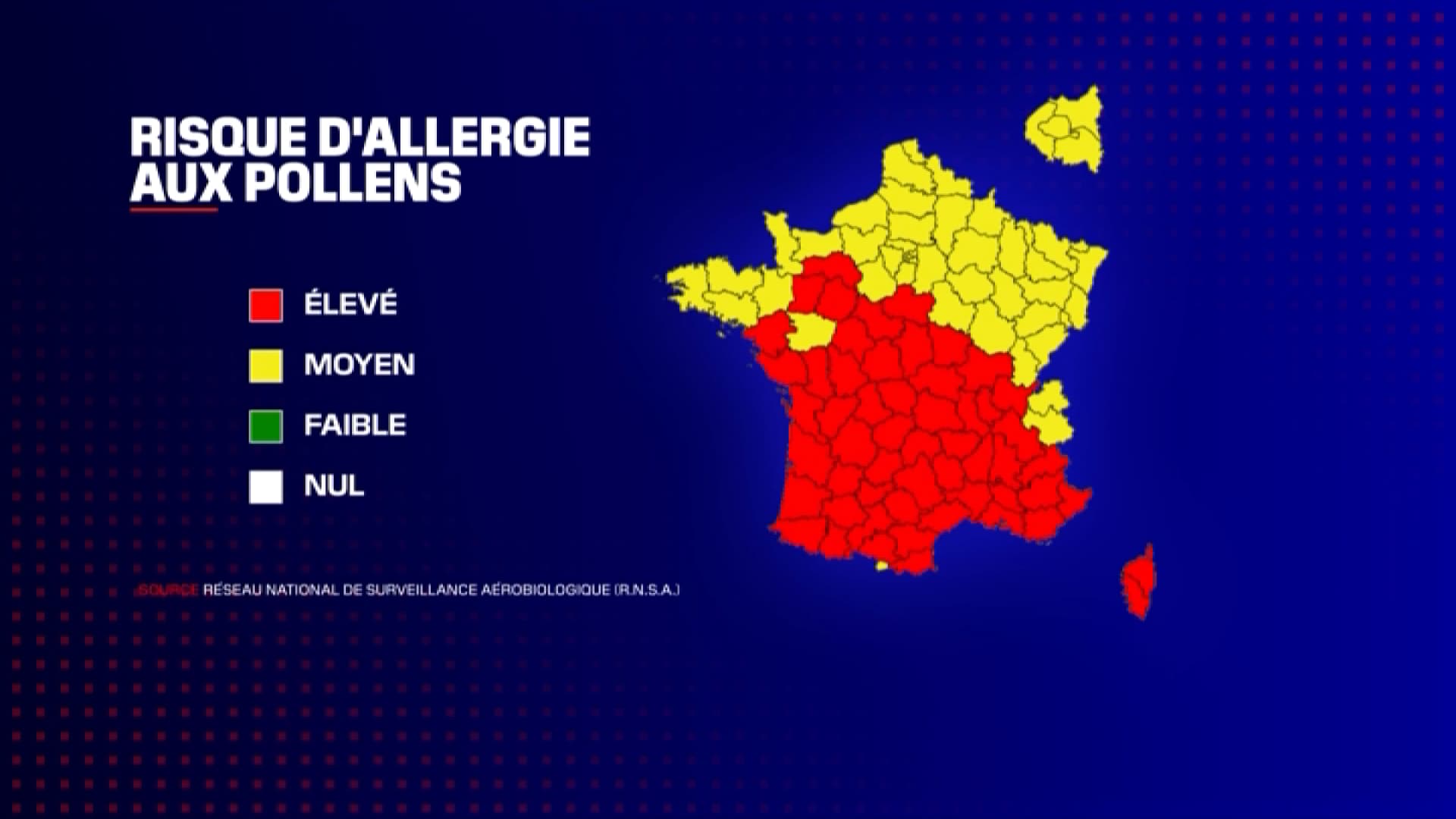 Les départements placés en alerte rouge allergies au 11 mai 2024 