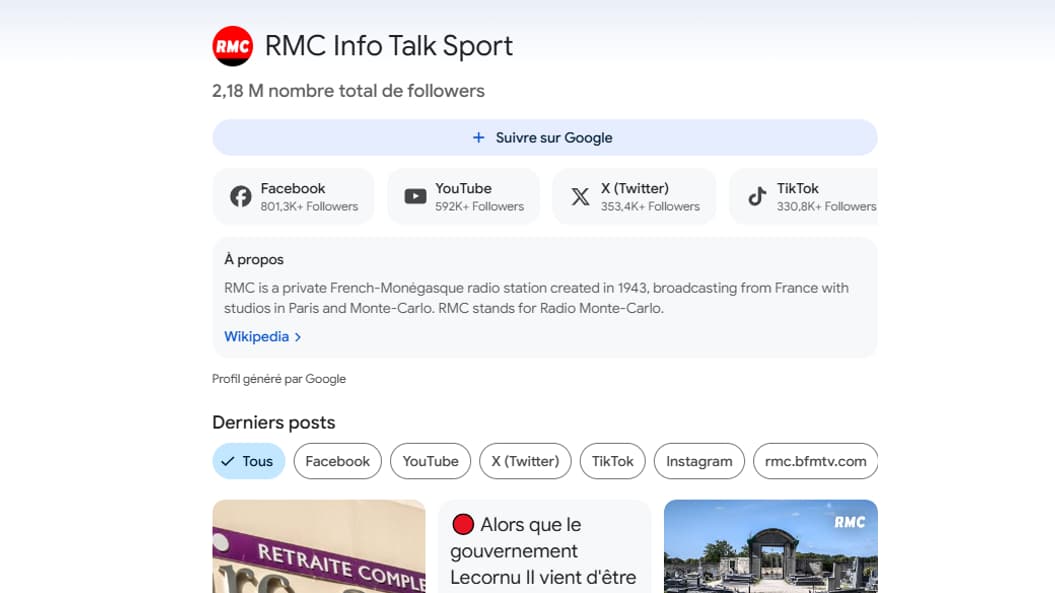 La page d'abonnement au flux RMC Google Discover La page d'abonnement au flux RMC Google Discover