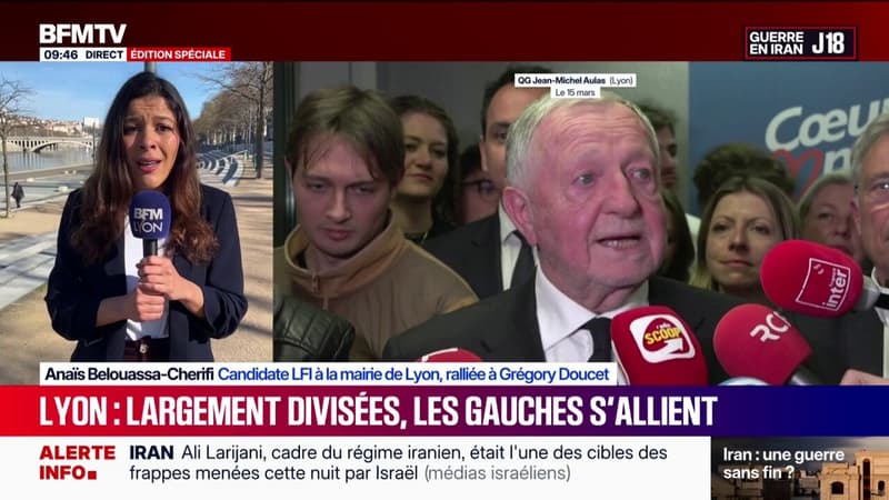 Municipales à Lyon: pour Anaïs Belouassa-Cherifi, candidate LFI à la mairie de Lyon ralliée à Grégory Doucet, Jean-Michel Aulas "c'est la droite réactionnaire"