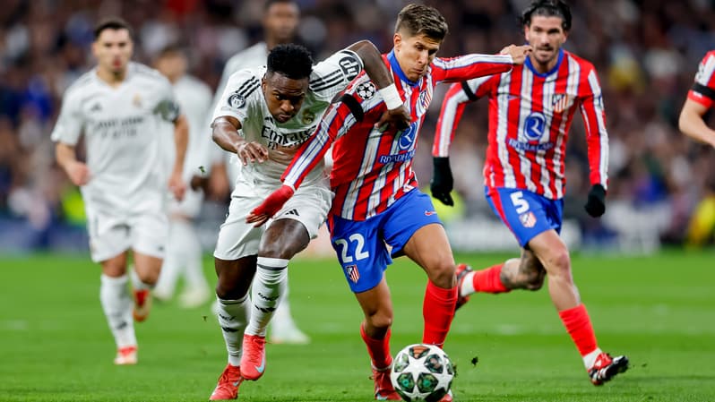 Vinicius au duel face à Llorente en Ligue des champions. 