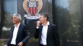 Jean-Pierre Rivère et Claude Puel à Nice, le 29 juillet 2013