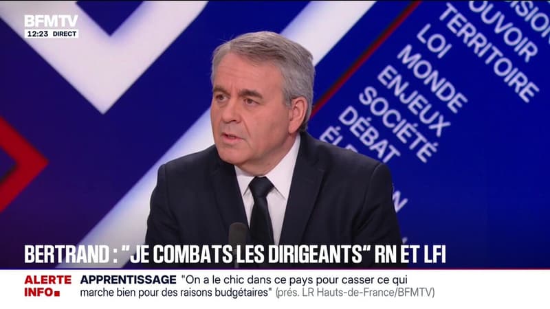 "Certainement pas", déclare Xavier Bertrand (LR) à propos d'alliance entre LR et le RN qu'il accuse de "profiter du désarroi"