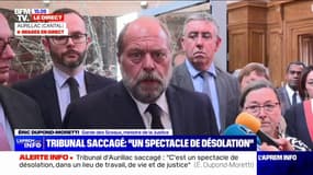 Éric Dupond-Moretti sur le tribunal saccagé d'Aurillac: "Les auteurs de ces insupportables dégradations seront châtiés à la hauteur des exactions qu'ils ont commises"