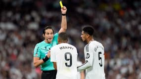 Kylian Mbappé averti lors du match Real Madrid-Espanyol (4-1, Liga), le 21 septembre 2024