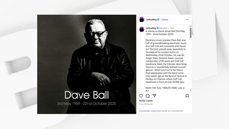 Le musicien britannique Dave Ball, architecte de "Tainted Love", est mort Ã  l'Ã¢ge de 66 ans