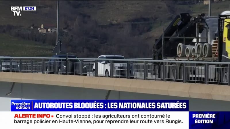 Drôme: à Saint-Vallier la nationale est surchargée à cause du blocage de l'autoroute