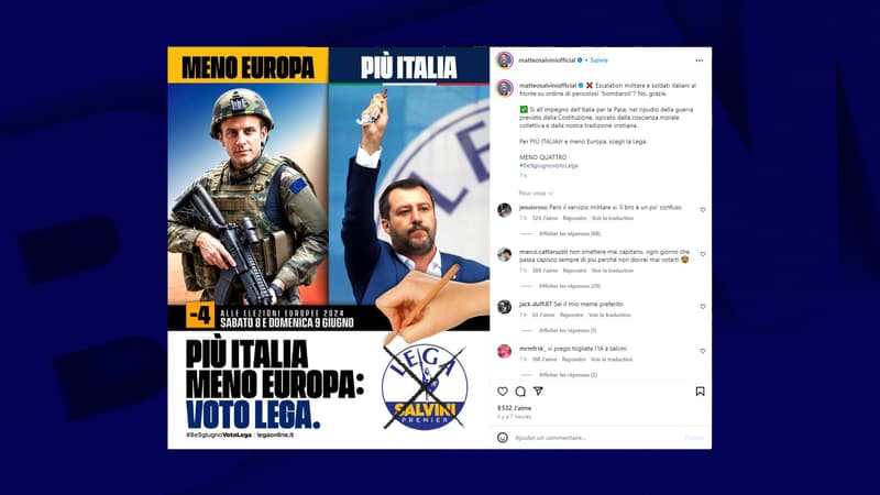 Guerre en Ukraine: Salvini s'attaque à Macron avec un photomontage du président en tenue de soldat