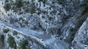 La route de la Tinée touchée par un éboulement  en décembre 2022