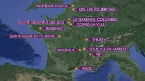Carte des témoignages que nous avons reçu signalant des nuisances liées aux infrasons