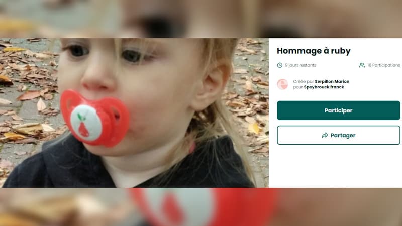 Une cagnotte lancée par la famille de Ruby, fillette de 2 ans retrouvée morte au domicile de sa mère le jeudi 17 août 2023 dans le Nord.