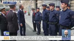 Édouard Philippe à la préfecture de police de Paris pour son premier déplacement