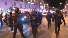 Des forces de l'ordre déployées ce lundi 10 juin 2024 aux abords d'une mobilisation contre l'extrême droite.