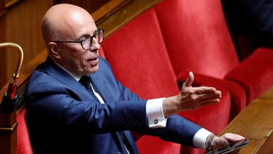 Le président du groupe parlementaire UDR Éric Ciotti lors d'une séance de questions au gouvernement à l'Assemblée nationale, à Paris, le 10 juin 2025.